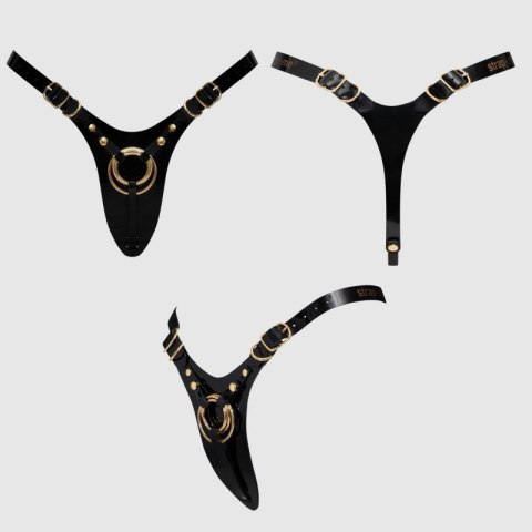 LEATHERETTE HARNESS FABULOUS - ONE SIZE - BLACK GLOSSY LEATHERETTE HARNESS FABULOUS - ONE SIZE - BLACK GLOSSY