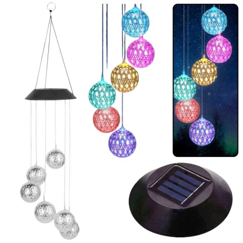 Lampki Solarne Ogrodowe LED Dzwonki Kule Marokańskie 70cm Lampki Solarne Ogrodowe LED Dzwonki Kule Marokańskie 70cm