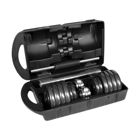 Hantle żeliwne regulowane w walizce z gryfem, zestaw 15kg REBEL ACTIVE Hantle żeliwne regulowane w walizce z gryfem, zestaw 15kg REBEL ACTIVE