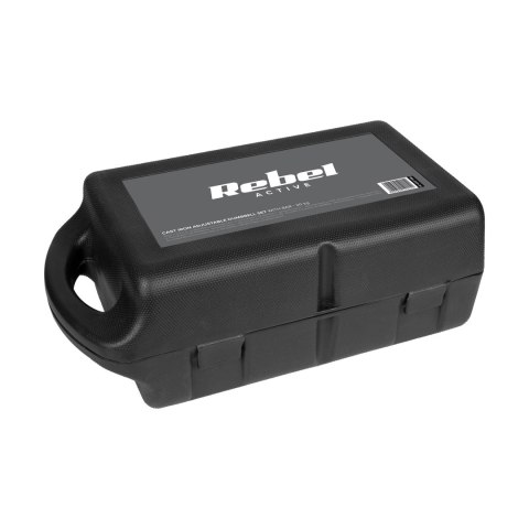 Hantle żeliwne regulowane w walizce z gryfem, zestaw 20kg REBEL ACTIVE Hantle żeliwne regulowane w walizce z gryfem, zestaw 20kg REBEL ACTIVE