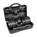 Hantle żeliwne regulowane w walizce z gryfem, zestaw 30kg REBEL ACTIVE