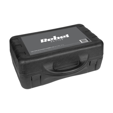 Hantle żeliwne regulowane w walizce z gryfem, zestaw 30kg REBEL ACTIVE Hantle żeliwne regulowane w walizce z gryfem, zestaw 30kg REBEL ACTIVE