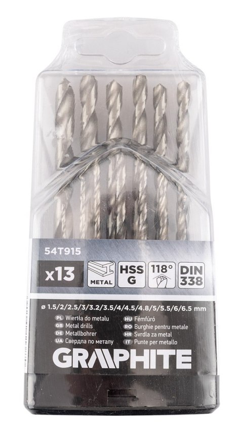 Wiertła do metalu HSS-G, 1,5-6,5 mm, zestaw 13 szt. Wiertła do metalu HSS-G, 1,5-6,5 mm, zestaw 13 szt.