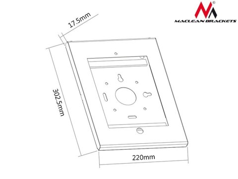 Uchwyt uniwersalny reklamowy do iPad 2/3/4/Air/Air2 Maclean, metalowa obudowa, zabezp przeciwkradzieżowe, mocowanie naścienne, M Uchwyt uniwersalny reklamowy do iPad 2/3/4/Air/Air2 Maclean, metalowa obudowa, zabezp przeciwkradzieżowe, mocowanie naścienne, M
