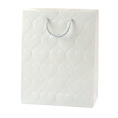 Torba Prezentowa Elegancka Tłoczone Serca Pastelowa 23 x 18 x 10,5 cm Torba Prezentowa Elegancka Tłoczone Serca Pastelowa 23 x 18 x 10,5 cm