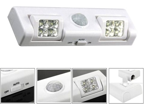 ZD26A Lampka 8 led czujnik ruchu biała ZD26A Lampka 8 led czujnik ruchu biała