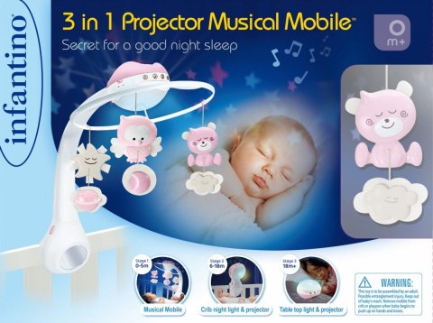 Muzyczna karuzelka infantino 3w1 różowa Muzyczna karuzelka infantino 3w1 różowa