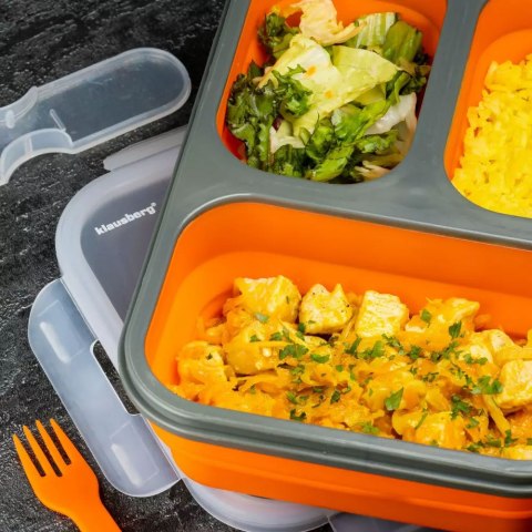 POJEMNIK LUNCHBOX SILIKONOWY 1100ml 3-KOMOROWY KLAUSBERG KB-7024 POJEMNIK LUNCHBOX SILIKONOWY 1100ml 3-KOMOROWY KLAUSBERG KB-7024