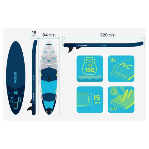 Deska SUP Aquasurf 320 x 84 x 15 cm Neo-Sport 170206 Deska SUP Aquasurf 320 x 84 x 15 cm Neo-Sport 170206