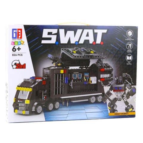 Klocki Konstrukcyjne 8w1 Pojazd SWAT Policja Robot 826 el.