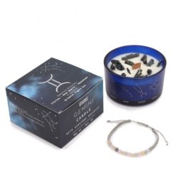 Świeca zodiak z bransoletką z kamieni - bliźnięta