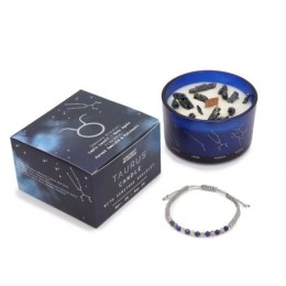 Świeca zodiak z bransoletką z kamieni - byk