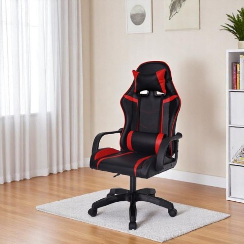 Fotel gamingowy, biurowy obrotowy VORTEX czarny, czerwony ekoskóra KO35CZE