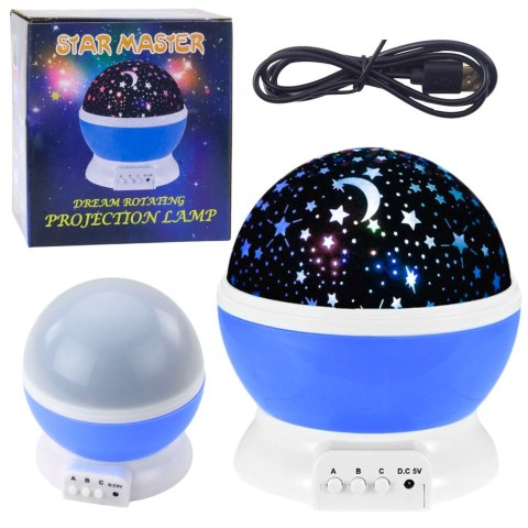 Projektor Gwiazd Obrotowy 360° LED Lampka Nocna Niebieski Projektor Gwiazd Obrotowy 360° LED Lampka Nocna Niebieski