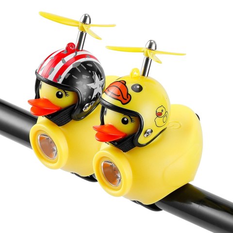 Światło rowerowe + dzwonek, kaczka w kasku, 130lm, 800mAh, 6000K, 2 wzory (mix) Światło rowerowe + dzwonek, kaczka w kasku, 130lm, 800mAh, 6000K, 2 wzory (mix)