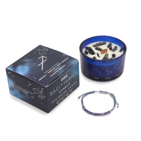 Świeca zodiak z bransoletką z kamieni - strzelec