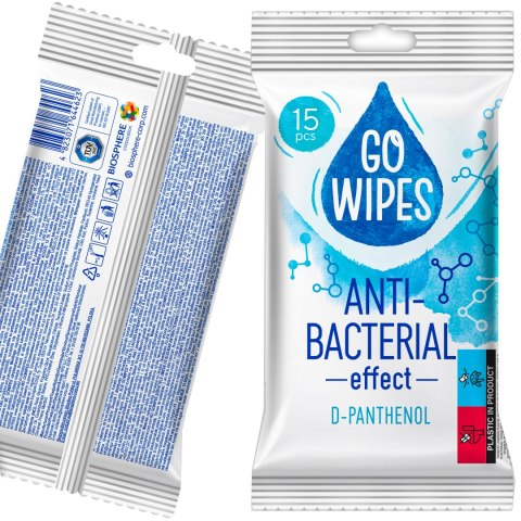 GOWIPES Antybakteryjne chusteczki nawilżane D panthenol 15szt. GOWIPES Antybakteryjne chusteczki nawilżane D panthenol 15szt.