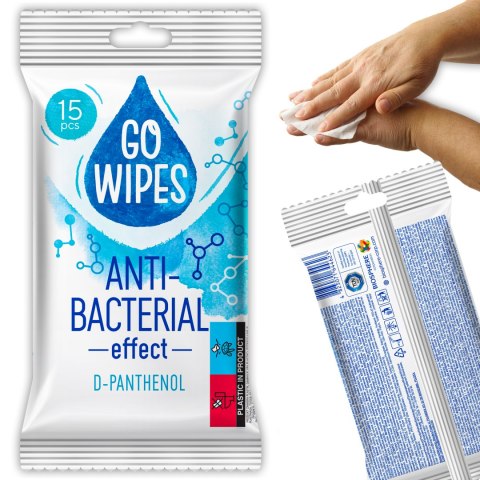 GOWIPES Antybakteryjne chusteczki nawilżane D panthenol 15szt. GOWIPES Antybakteryjne chusteczki nawilżane D panthenol 15szt.