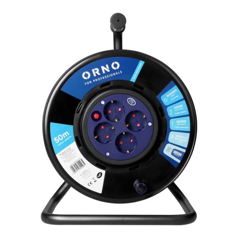 Przedłużacz bębnowy, 4 gniazda 2P+Z Schuko, kabel PVC H05VV-F 3x1,5mm2, długość - 50m, STAŁE GNIAZDA, termik, przesłony torów pr Przedłużacz bębnowy, 4 gniazda 2P+Z Schuko, kabel PVC H05VV-F 3x1,5mm2, długość - 50m, STAŁE GNIAZDA, termik, przesłony torów pr