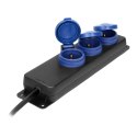 Przedłużacz warsztatowy bryzgoszczelny IP44, 3 gniazda 2P+Z schuko, przewód gumowy, H05RR-F 3x1,5mm?, długość 5m Przedłużacz warsztatowy bryzgoszczelny IP44, 3 gniazda 2P+Z schuko, przewód gumowy, H05RR-F 3x1,5mm?, długość 5m