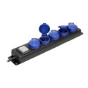 Przedłużacz warsztatowy bryzgoszczelny z wyłącznikiem, 5 gniazd 2P+Z, IP44, schuko przewód gumowy, H05RR-F 3x1,5mm2, długość 3m Przedłużacz warsztatowy bryzgoszczelny z wyłącznikiem, 5 gniazd 2P+Z, IP44, schuko przewód gumowy, H05RR-F 3x1,5mm2, długość 3m