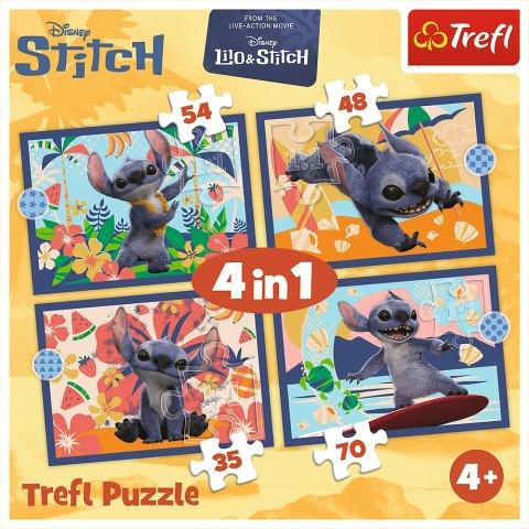 Puzzle - 4w1 - Wakacje na Hawajach - Disney Stitch Trefl 34666 Puzzle - 4w1 - Wakacje na Hawajach - Disney Stitch Trefl 34666