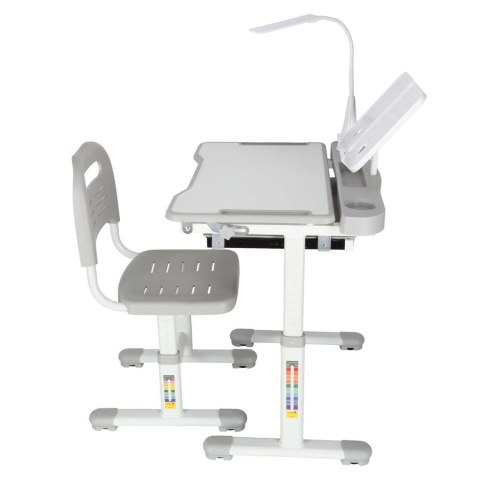 Biurko dziecięce szkolne regulowane krzesło lampka LED USB szare Biurko dziecięce szkolne regulowane krzesło lampka LED USB szare