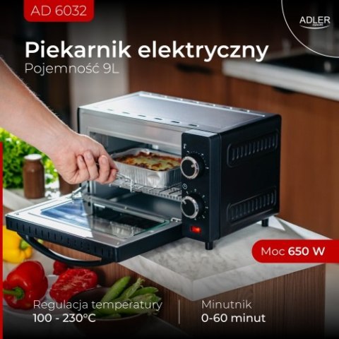AD 6032 Piekarnik elektryczny 9l | regulacja temperatury | minutnik | AD 6032 Piekarnik elektryczny 9l | regulacja temperatury | minutnik |