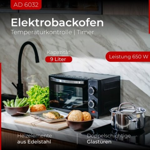 AD 6032 Piekarnik elektryczny 9l | regulacja temperatury | minutnik | AD 6032 Piekarnik elektryczny 9l | regulacja temperatury | minutnik |