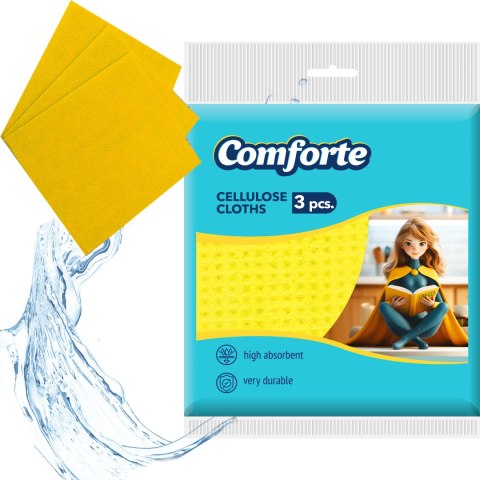 COMFORTE Ściereczki celulozowe do czyszczenia, 155*155mm, 3 sztuki COMFORTE Ściereczki celulozowe do czyszczenia, 155*155mm, 3 sztuki