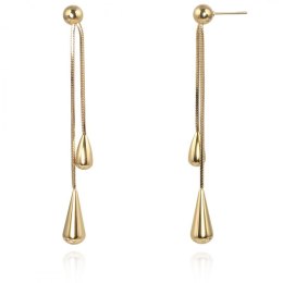 Kolczyki ze stali szlachetnej platerowane 14k złotem ŁEZKI wiszące KST3349