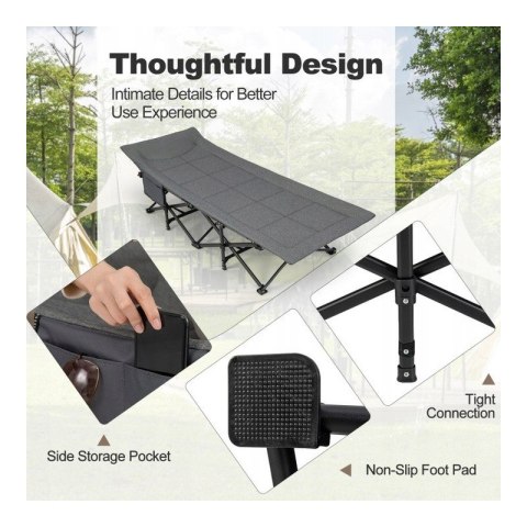 Łóżko turystyczne, polowe, kanadyjka 187 x 68cm składane z kieszonką AR05SZ