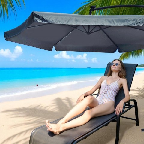 Parasol ogrodowy z oświetleniem SOLAR LED, wysięgnik i falbanka, grafitowy 3,5 m. OGP11SZ