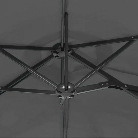 Parasol ogrodowy z wysięgnikiem i falbanką grafitowy, duży 3,5 m. OGP04