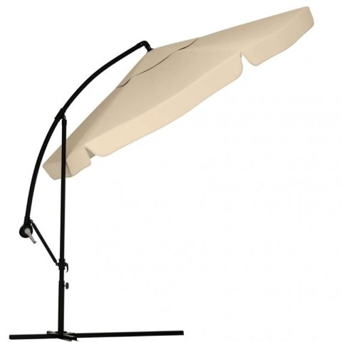 Parasol ogrodowy z wysięgnikiem i falbanką, kremowy 3,5 m. OGP10
