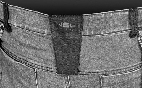 Spodnie robocze DENIM, wzmocnienia Cordura, odpinane kieszenie kaburowe, szare, rozmiar M Spodnie robocze DENIM, wzmocnienia Cordura, odpinane kieszenie kaburowe, szare, rozmiar M