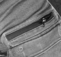 Spodnie robocze DENIM, wzmocnienia Cordura, odpinane kieszenie kaburowe, szare, rozmiar XS