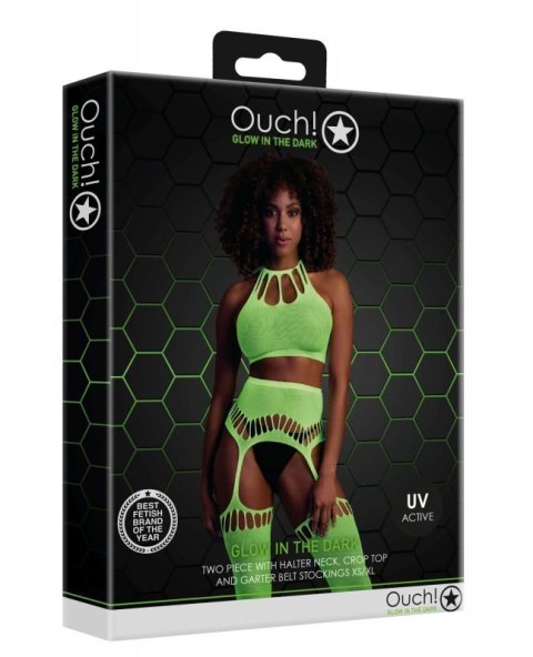 Two Piece with Crop Top and Stockings - Green - XS/XL Two Piece with Crop Top and Stockings - Green - XS/XL