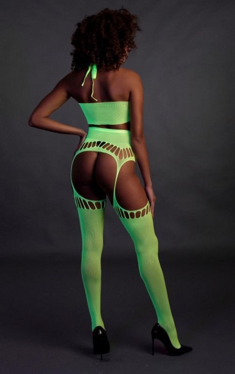 Two Piece with Crop Top and Stockings - Green - XS/XL Two Piece with Crop Top and Stockings - Green - XS/XL