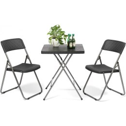 Zestaw Mebli ogrodowych 3w1 Stół + 2 krzesła imitacja rattanu, balkonowy Czarny SC07