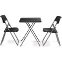 Zestaw Mebli ogrodowych 3w1 Stół + 2 krzesła imitacja rattanu, balkonowy Czarny SC07