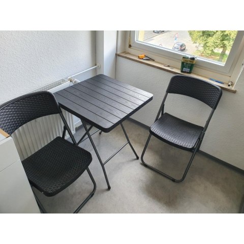 Zestaw Mebli ogrodowych 3w1 Stół + 2 krzesła imitacja rattanu, balkonowy Czarny SC07