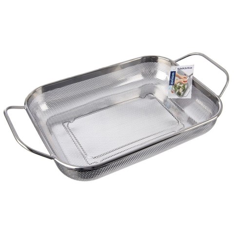 CEDZAK DURSZLAK KUCHENNY STALOWY NACZYNIE NA GRILLA ANETT 43X25X9CM ORION 124483 CEDZAK DURSZLAK KUCHENNY STALOWY NACZYNIE NA GRILLA ANETT 43X25X9CM ORION 124483