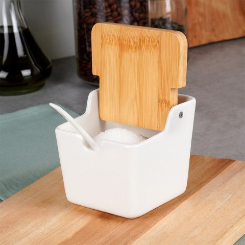 CUKIERNICZKA CERAMICZNA Z ŁYŻECZKĄ BIAŁA CUKIERNICA POJEMNIK NA CUKIER 250ML VILDE 139676 CUKIERNICZKA CERAMICZNA Z ŁYŻECZKĄ BIAŁA CUKIERNICA POJEMNIK NA CUKIER 250ML VILDE 139676