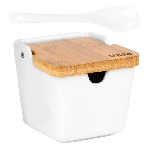 CUKIERNICZKA CERAMICZNA Z ŁYŻECZKĄ BIAŁA CUKIERNICA POJEMNIK NA CUKIER 250ML VILDE 139676 CUKIERNICZKA CERAMICZNA Z ŁYŻECZKĄ BIAŁA CUKIERNICA POJEMNIK NA CUKIER 250ML VILDE 139676