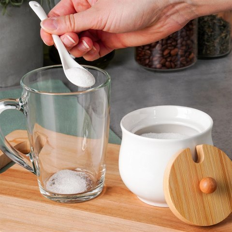 CUKIERNICZKA CERAMICZNA Z ŁYŻECZKĄ BIAŁA CUKIERNICA POJEMNIK NA CUKIER 250ML VILDE 139684 CUKIERNICZKA CERAMICZNA Z ŁYŻECZKĄ BIAŁA CUKIERNICA POJEMNIK NA CUKIER 250ML VILDE 139684