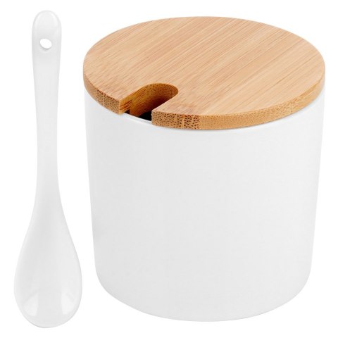 CUKIERNICZKA CERAMICZNA Z ŁYŻECZKĄ BIAŁA OKRĄGŁA CUKIERNICA POJEMNIK NA CUKIER 250ML VILDE 139682 CUKIERNICZKA CERAMICZNA Z ŁYŻECZKĄ BIAŁA OKRĄGŁA CUKIERNICA POJEMNIK NA CUKIER 250ML VILDE 139682