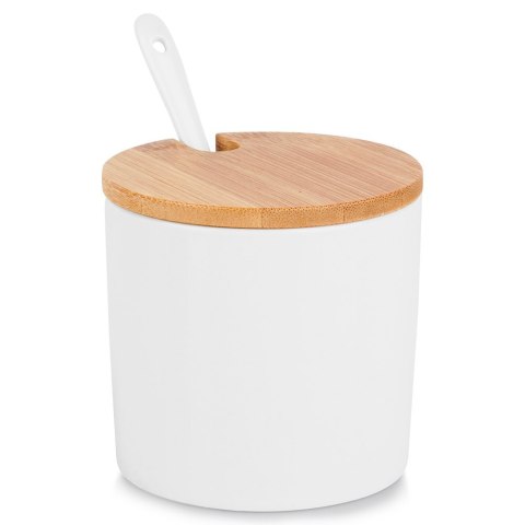 CUKIERNICZKA CERAMICZNA Z ŁYŻECZKĄ BIAŁA OKRĄGŁA CUKIERNICA POJEMNIK NA CUKIER 250ML VILDE 139682 CUKIERNICZKA CERAMICZNA Z ŁYŻECZKĄ BIAŁA OKRĄGŁA CUKIERNICA POJEMNIK NA CUKIER 250ML VILDE 139682