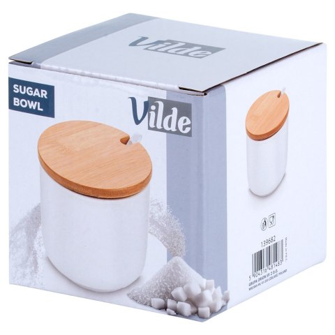 CUKIERNICZKA CERAMICZNA Z ŁYŻECZKĄ BIAŁA OKRĄGŁA CUKIERNICA POJEMNIK NA CUKIER 250ML VILDE 139682 CUKIERNICZKA CERAMICZNA Z ŁYŻECZKĄ BIAŁA OKRĄGŁA CUKIERNICA POJEMNIK NA CUKIER 250ML VILDE 139682