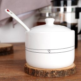 CUKIERNICZKA Z ŁYŻECZKĄ CERAMICZNA BIAŁA CUKIERNICA POJEMNIK NA CUKIER SERCE 300 ML ORION 155401